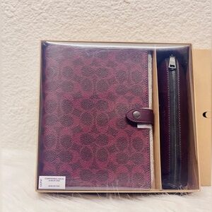 Coach Boxed Notebook And Pencil Case Set In Signature Canvas Black Currant CCP97